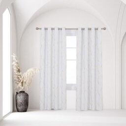 Deconovo Eyelet Blackout Curtains, Gold Wave Foil Printed Curtains, Energy Saving Curtains, W66 X L72 Inch, Silver Grey, 1 Pair - thumbnail 3