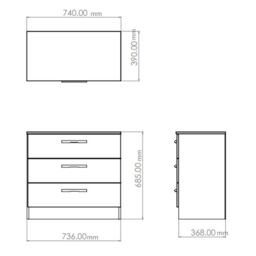 Yarmouth Ready Assembled Matt White No Effect 3 Drawer Wide Chest (H)685mm (W)740mm (D)390mm - thumbnail 5