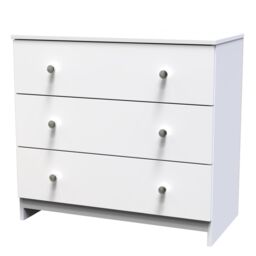 Yarmouth Ready Assembled Matt White No Effect 3 Drawer Wide Chest (H)685mm (W)740mm (D)390mm - thumbnail 2