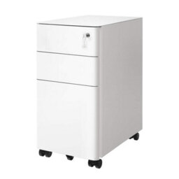 Songmics Steel File Cabinet With 3 Drawers, Mobile Pedestal Cabinet Under Desk For Home Office, White - thumbnail 2