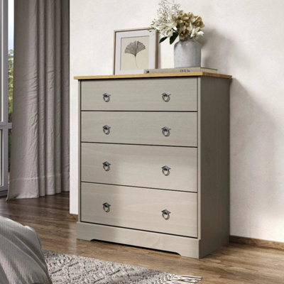 Grey Compact 4 Drawer Chest Chest Of Drawers Home Bedroom Furniture - image 1