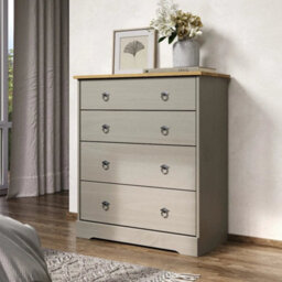 Grey Compact 4 Drawer Chest Chest Of Drawers Home Bedroom Furniture - thumbnail 1