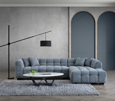 Stratus Interiors Aluxo Tribeca Bubble Teddy Boucle Sofa Corner - Iron Grey - image 1