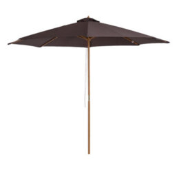 Outsunny 3(M) Wooden Garden Parasol Sun Shade Outdoor Umbrella Canopy Coffee - thumbnail 2