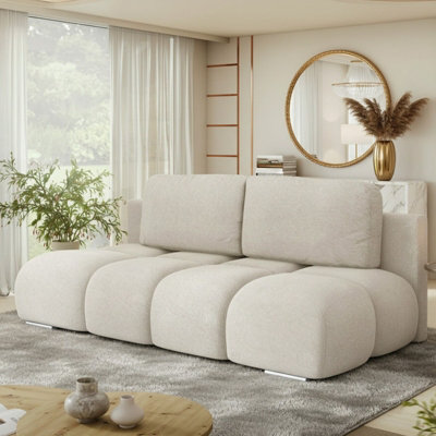 Honey Mini Sofa Bed With Storage 190X150 Cm Sleeping Surface Cream - image 1