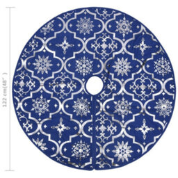 Berkfield Luxury Christmas Tree Skirt With Sock Blue 122 Cm Fabric - thumbnail 8