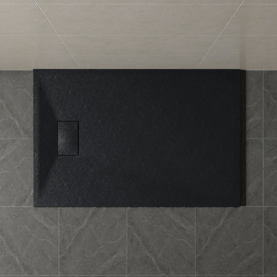 Sundaze 1200 X 800mm Smc Black Rectangle Slate Effect Bathroom Shower Tray - image 1