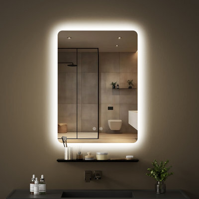 Fascinate 70X50Cm Led Bathroom Mirror & Shelf Set - Tempered Glass Backlit Oblong Mirror, Anti-Fog, Dimmable, Ip44 Rated - image 1