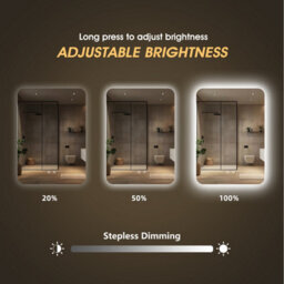 Fascinate 70X50Cm Led Bathroom Mirror & Shelf Set - Tempered Glass Backlit Oblong Mirror, Anti-Fog, Dimmable, Ip44 Rated - thumbnail 5