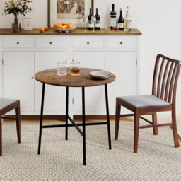 Levede Dining Table Round Kitchen 4 Person Coffee Restaurant Metal Base 80Cm - thumbnail 1