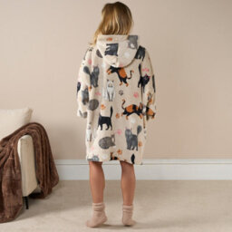 OHS Dog Hoodie Blanket Oversized Cat Paw Plush Super Soft Giant Warm Throw, Beige - thumbnail 3