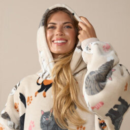 OHS Dog Hoodie Blanket Oversized Cat Paw Plush Super Soft Giant Warm Throw, Beige - thumbnail 5