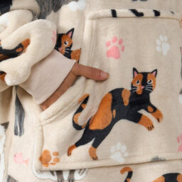 OHS Dog Hoodie Blanket Oversized Cat Paw Plush Super Soft Giant Warm Throw, Beige - thumbnail 4