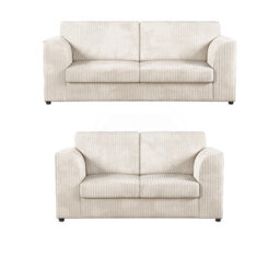 Furnishings For Less UK Luxor Jumbo Cord 3 + 2 Fabric Sofa Suite - Fullback Cream - thumbnail 1