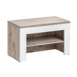 Arte Gustavo 60Cm Hallway Bench In Oak Wellington & White Gloss - Compact Seat With Twin Shoe Compartments