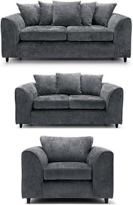 Dylan Chenille 3+2+1 Fabric Sofa Suite Grey 3 Seater 2 Seater & Armchair Modern Living Room Furniture - image 1