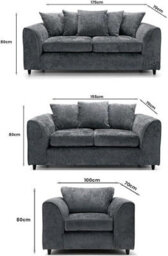 Dylan Chenille 3+2+1 Fabric Sofa Suite Grey 3 Seater 2 Seater & Armchair Modern Living Room Furniture - thumbnail 3