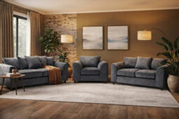 Dylan Chenille 3+2+1 Fabric Sofa Suite Grey 3 Seater 2 Seater & Armchair Modern Living Room Furniture - thumbnail 2