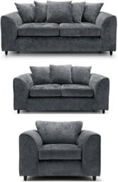 Dylan Chenille 3+2+1 Fabric Sofa Suite Grey 3 Seater 2 Seater & Armchair Modern Living Room Furniture - thumbnail 1