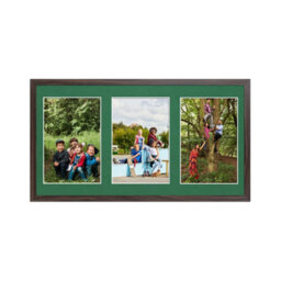AK Frames 40X20Cm Walnut Sleek Multi Photo Frame With Emerald Mount - Holds 3 Apertures (3X) 6X4 Photos - thumbnail 1