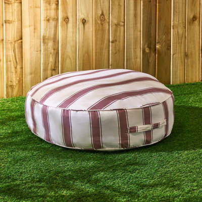 Ohs Stripe Round Outdoor Garden Cushion Water Resistant - Chocolate/cream - image 1