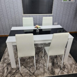Kosy Koala Modern White And Black Dining Table Set With 4 White Chairs Dining Room Furniture - thumbnail 9
