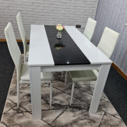 Kosy Koala Modern White And Black Dining Table Set With 4 White Chairs Dining Room Furniture - thumbnail 8