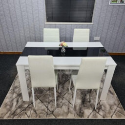 Kosy Koala Modern White And Black Dining Table Set With 4 White Chairs Dining Room Furniture - thumbnail 1