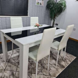 Kosy Koala Modern White And Black Dining Table Set With 4 White Chairs Dining Room Furniture - thumbnail 3