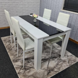 Kosy Koala Modern White And Black Dining Table Set With 4 White Chairs Dining Room Furniture - thumbnail 7