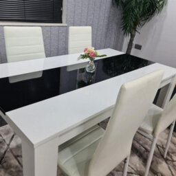 Kosy Koala Modern White And Black Dining Table Set With 4 White Chairs Dining Room Furniture - thumbnail 4
