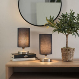 Valuelights Francis Brushed Chrome Touch Table Lamp With Navy Shade - thumbnail 4