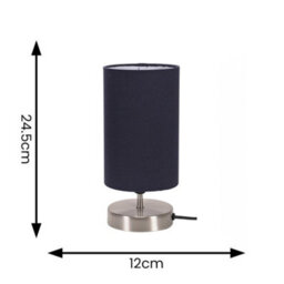 Valuelights Francis Brushed Chrome Touch Table Lamp With Navy Shade - thumbnail 5