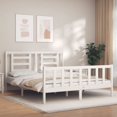 Berkfield Bed Frame With Headboard White 160X200 Cm Solid Wood - image 1