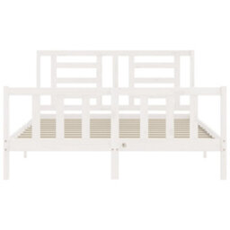 Berkfield Bed Frame With Headboard White 160X200 Cm Solid Wood - thumbnail 6