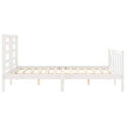 Berkfield Bed Frame With Headboard White 160X200 Cm Solid Wood - thumbnail 7