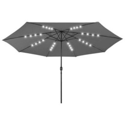 Berkfield Sturdy Outdoor Parasol With Led Lights And Metal Pole 400 Cm Anthracite - thumbnail 1