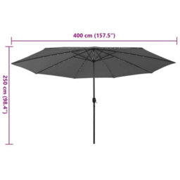 Berkfield Sturdy Outdoor Parasol With Led Lights And Metal Pole 400 Cm Anthracite - thumbnail 7