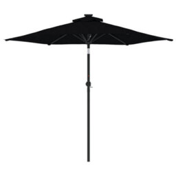 Walplus Garden Parasol With Steel Pole Black 225X225X212 Cm - thumbnail 4