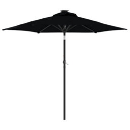 Walplus Garden Parasol With Steel Pole Black 225X225X212 Cm - thumbnail 2