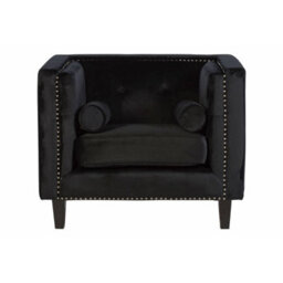 Orsina Comfortable Black Velvet Chair, Elegant Armchair For Bedroom, Robust Modern Armchair For Livingroom