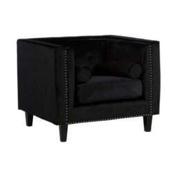 Orsina Comfortable Black Velvet Chair, Elegant Armchair For Bedroom, Robust Modern Armchair For Livingroom - thumbnail 2