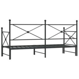 Berkfield Daybed With Trundle Without Mattress Black 90X190 Cm Steel - thumbnail 8