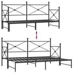 Berkfield Daybed With Trundle Without Mattress Black 90X190 Cm Steel - thumbnail 9