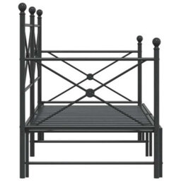 Berkfield Daybed With Trundle Without Mattress Black 90X190 Cm Steel - thumbnail 7