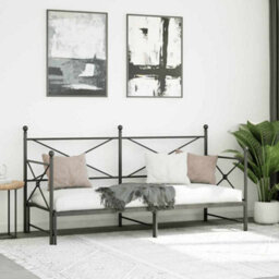 Berkfield Daybed With Trundle Without Mattress Black 90X190 Cm Steel - thumbnail 4