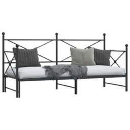 Berkfield Daybed With Trundle Without Mattress Black 90X190 Cm Steel - thumbnail 5