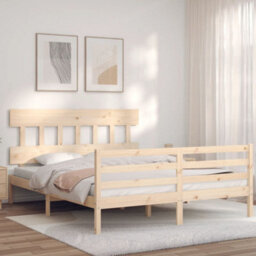 Berkfield Bed Frame With Headboard King Size Solid Wood - thumbnail 3