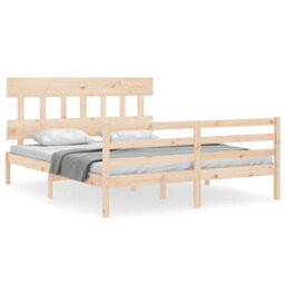 Berkfield Bed Frame With Headboard King Size Solid Wood - thumbnail 2