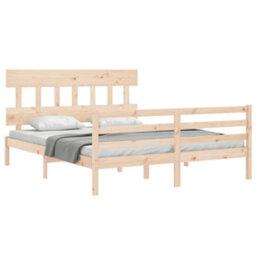 Berkfield Bed Frame With Headboard King Size Solid Wood - thumbnail 4